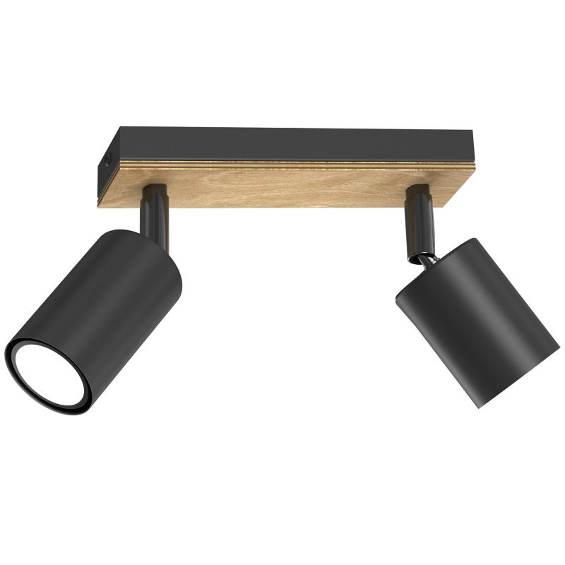 Lampa sufitowa Luminex Tulon czarny mat-jasne drewno Listwa z lampami 2 x GU10 x 8W wym: 15,5 x 20 x 5,5 cm - 1 szt.