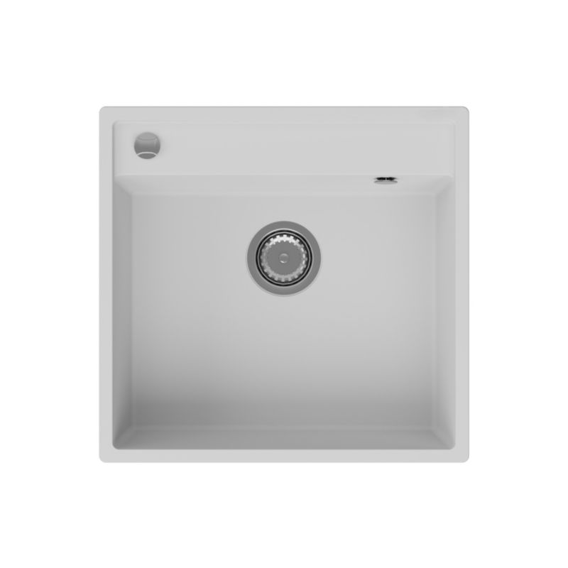 Zlewozmywak granitowy GranMaster Magma 530x500x204 mm, jednokomorowy bez ociekacza, biały 1 szt.