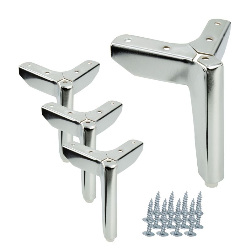 Zestaw 4 sztuk noga meblowa B&B Kotwica Loft srebrny chrom wysokość 12 cm 4 szt