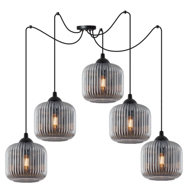 Lampa sufitowa wisząca Light Home LH Riffle Pająk Walec 5x E27 60W szary 1szt.