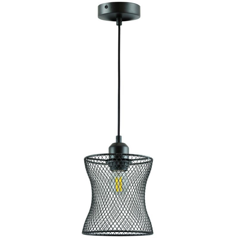 Lampa wisząca Polux Haslo czarna wym: 150 x 22 x 15 cm 1xE27 x 1 szt.