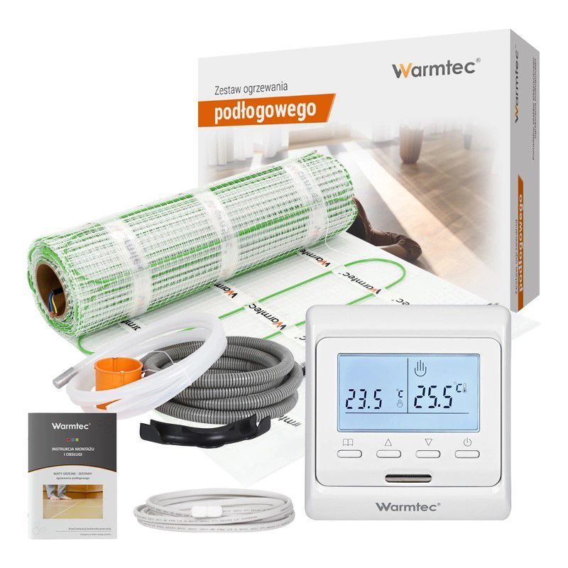 Mata grzewcza grzejna pod płytki Warmtec 4,5m² 100W/m² zestaw biały regulator DSE-45/T510 1szt.