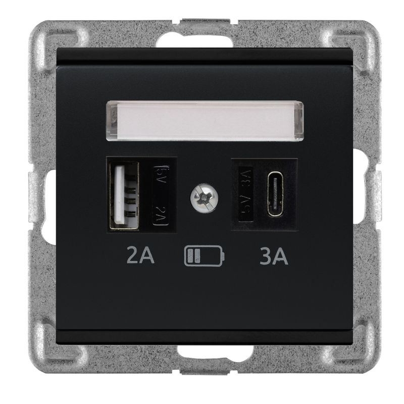 Gniazdo Polmark czarne USB A+C