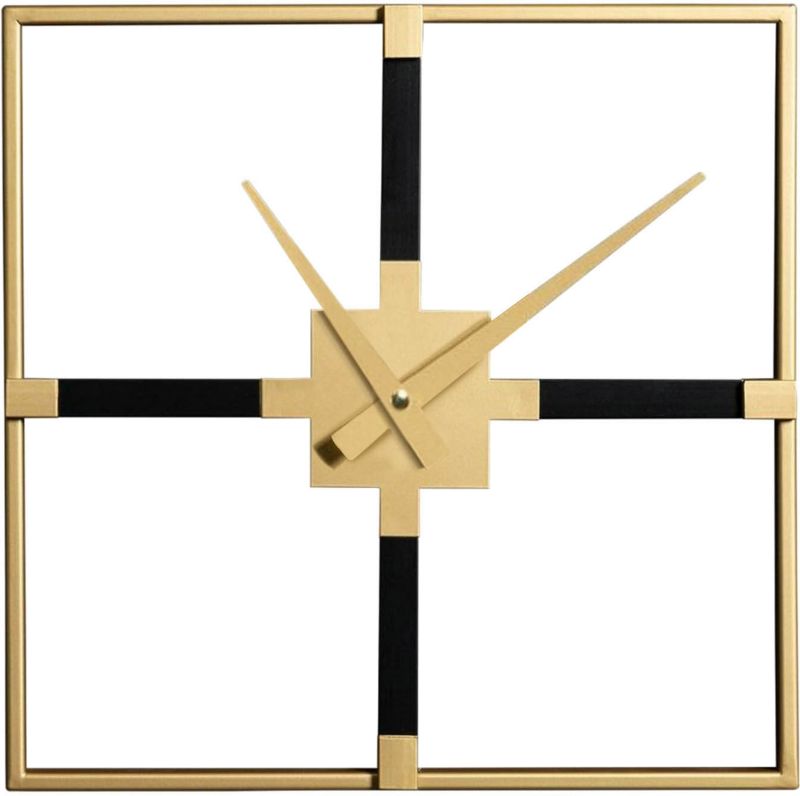 Zegar kwadratowy Eurofirany 40 x 5 x 40 cm czarny / złoty