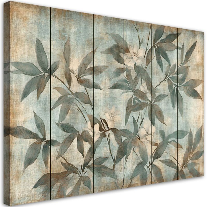 Obraz do salonu Feeby Pastelowe Liście Zielony 120x80 cm 1szt