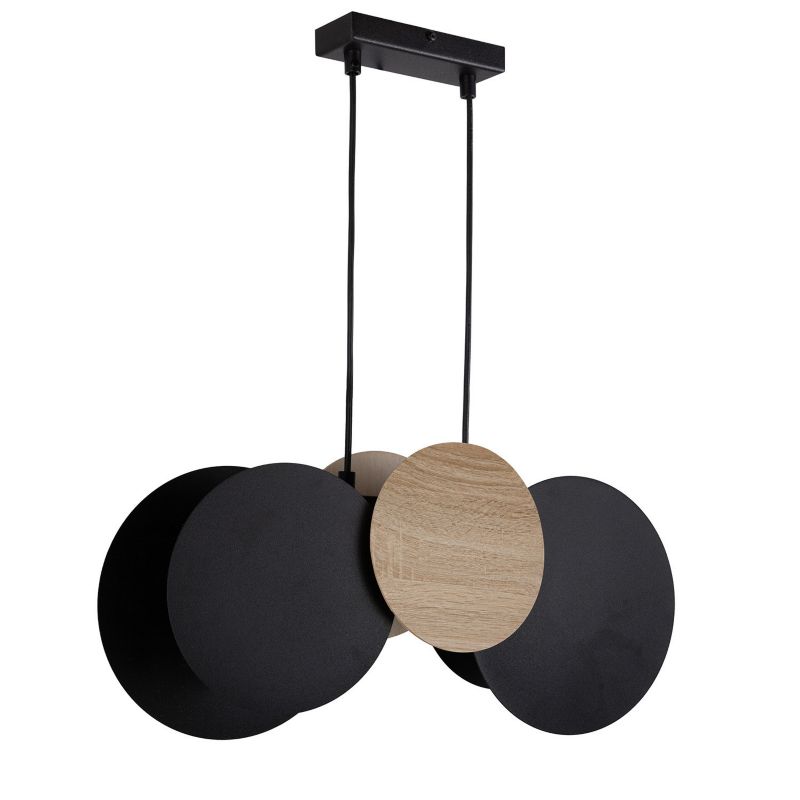 Lampa wisząca Sigma Lighting Tola jasne drewno-czarna wym: 130 x 44 x 12 cm 2xE27 x 1 szt.
