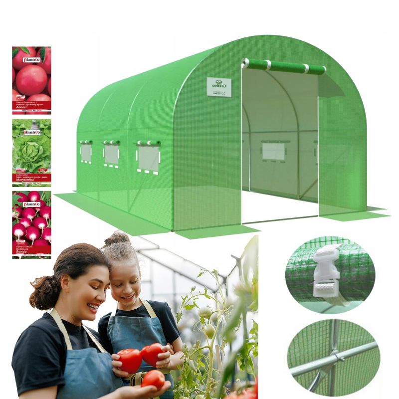 Tunel Foliowy Cultivo Ogrodowy Szklarnia 2x3 6m2 3x2 Zielony Warzywa Stelaż 1 szt