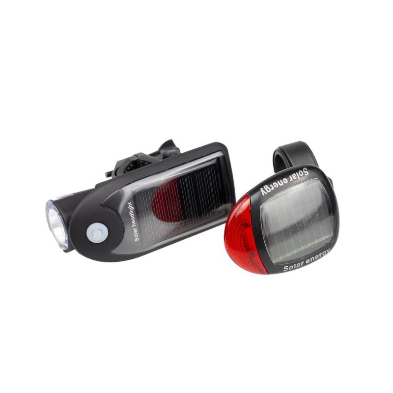 Latarka lampka rowerowa solarna zestaw przód tył