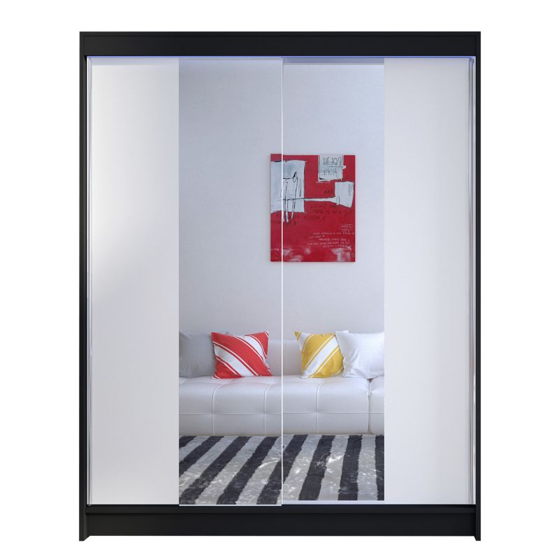 Szafa MIRJAN 24 z drzwiami przesuwnymi Camino II z oświetleniem RGB czarny/biały 1 szt.