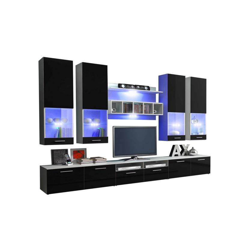 Meblościanka MIRJAN 24 Alfa II biały + czarny połysk 1 kpl.