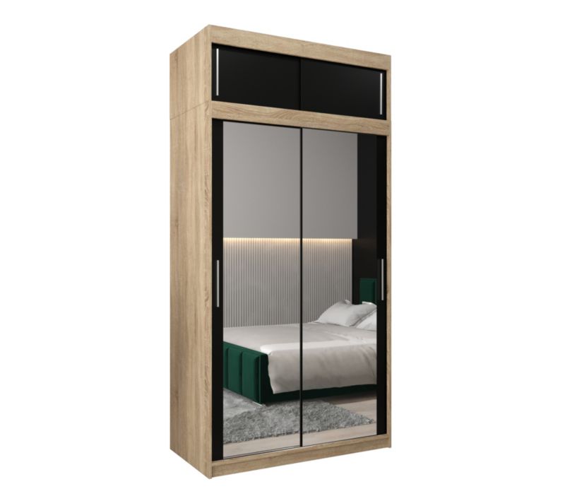 Szafa przesuwna Garderoba Abiks Tokyo 3 120 sonoma + czarny z nadstawką 1 szt.