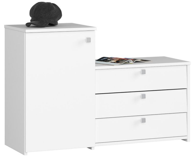 Szafka na buty Akord S16 Biała 98,4 cm 4 drzwi kolor Biały mat 5 półek 98,4x33x68 cm 2 szt.