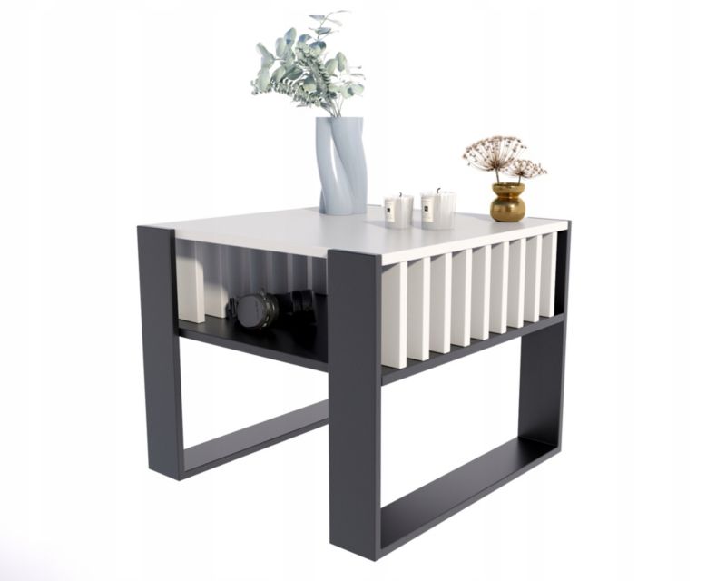 Ława Matkam stolik IGA Kwadrat Per biały-czarny 1 szt.