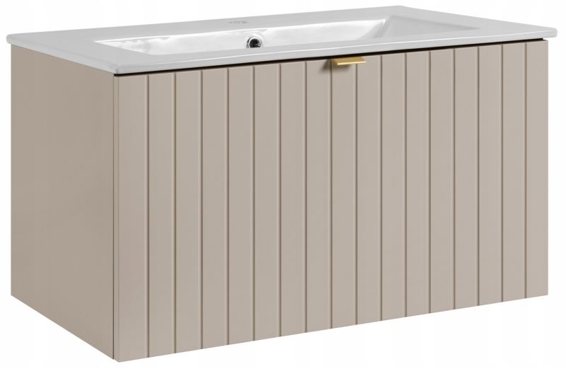 Szafka pod umywalkę Furnidea 80 cm kaszmir z umywalką ceramiczną 81 cm Harmo 1 szt.