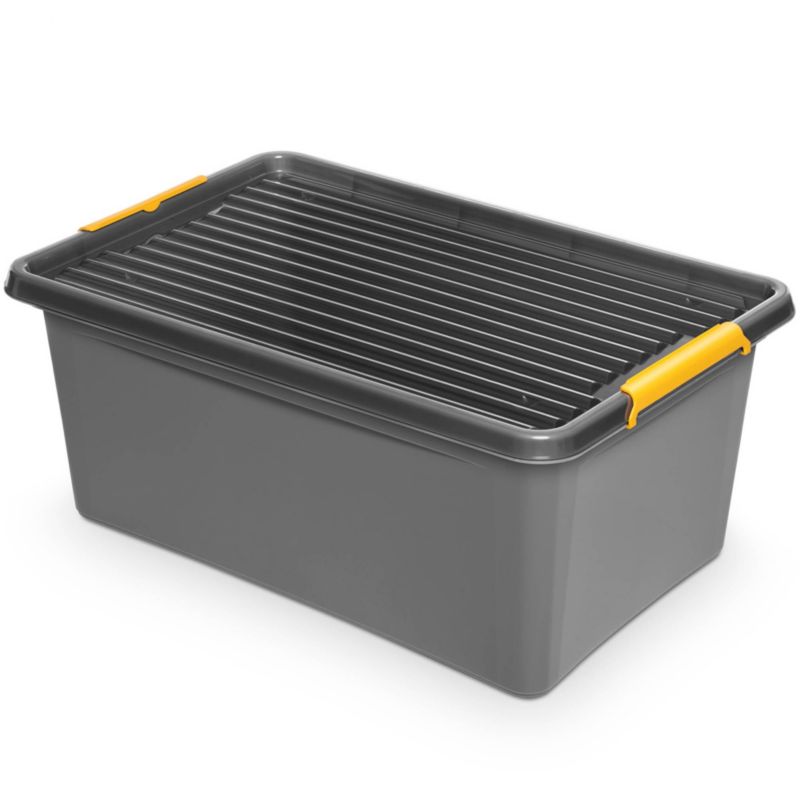 Pojemnik Plastikowy EDANTI Zamykany Z Pokrywką Na Kółkach Do Przechowywania Szary 40 L 1 szt.