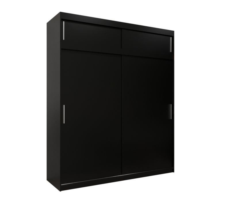 Szafa przesuwna Garderoba Abiks Tokyo 200 czarny + czarny z nadstawką 1 szt.