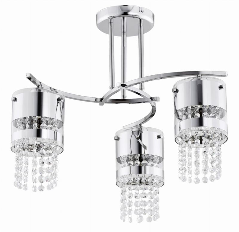 Lampa sufitowa wisząca Alfa Bruno chromowana przezroczysty wym: 33 x 45 x 45 cm 3xE27 x 1 szt.