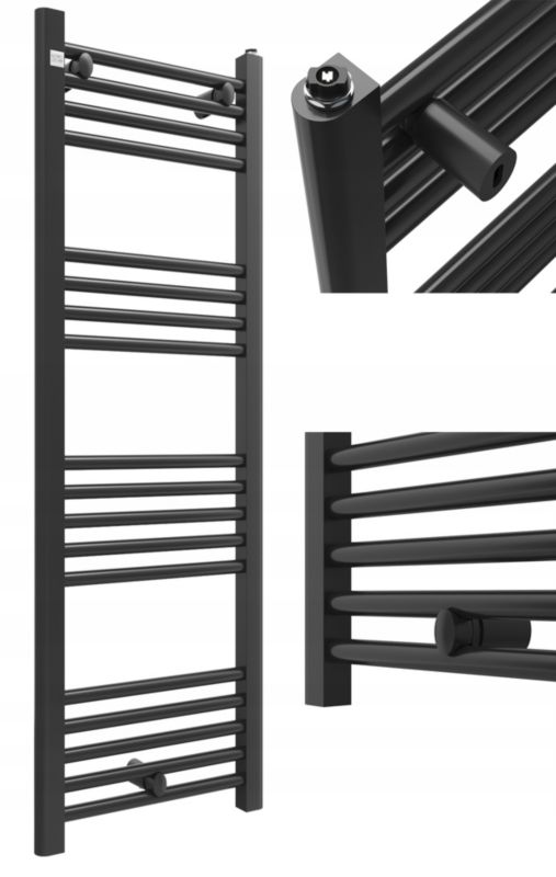 Grzejnik Łazienkowy Drabinkowy Granitan Puerto 120/40cm Czarny 1szt.