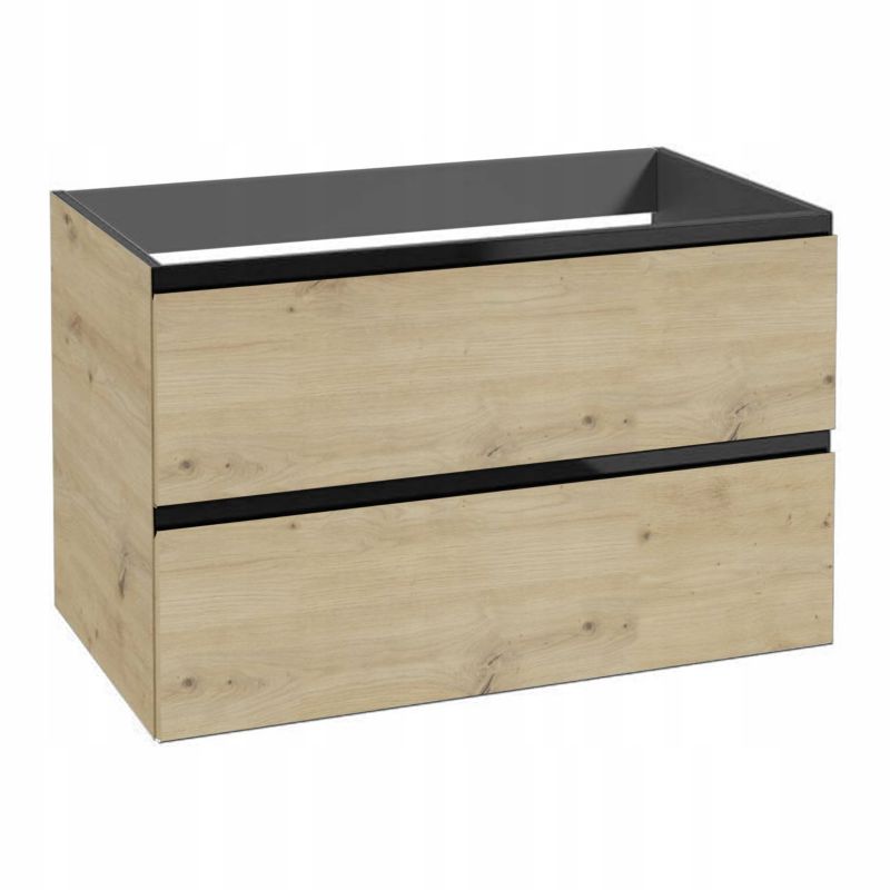 Szafka pod Umywalkę do Łazienki Stamar 80 x 50x46cm Wisząca Dąb Artisan/Czarny MDF