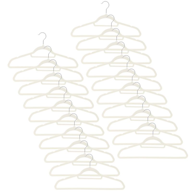 Wieszaki welurowe na ubrania komplet Springos 20 szt. odzieżowe do szafy, ecru 1kpl.