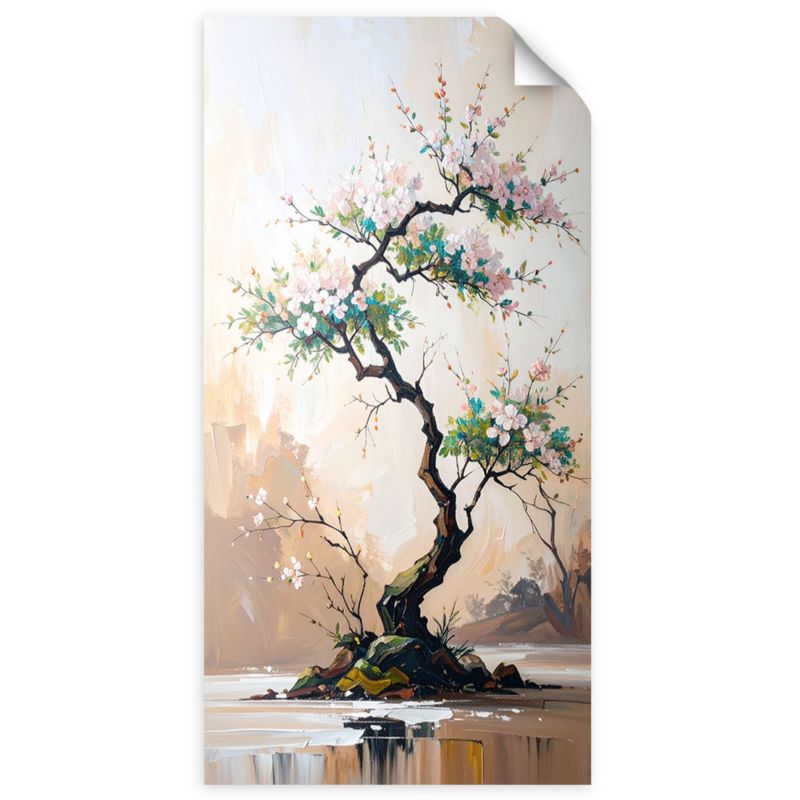 Naklejka na ścianę do pokoju młodzieżowego Feeby Drzewko Bonsai Białe Kwiaty Gałązki 100x200cm 1szt