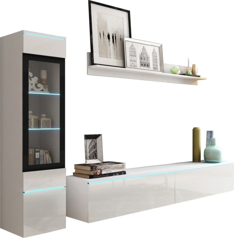 Meblościanka MINIO go for it VEVE 1 biały/biały połysk z LED, 1 szt.