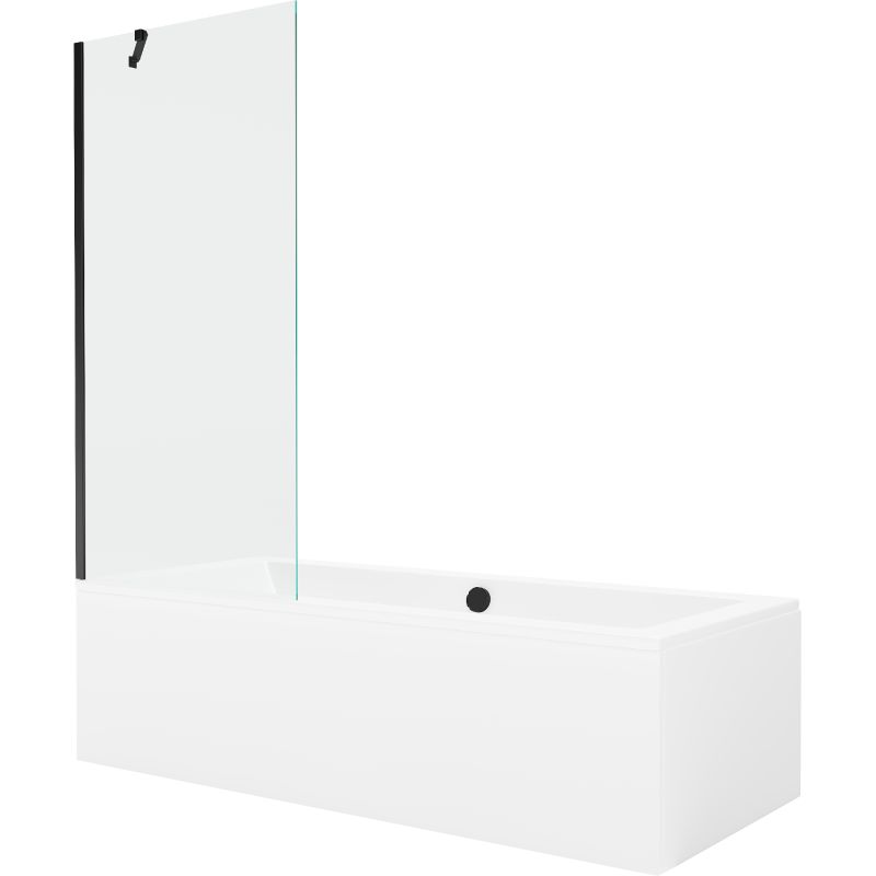 Wanna prostokątna Mexen Cube 180 x 80 cm z obudową i parawanem 1-skrzydłowym 80 cm transparent czarny 550518080X9508000070 1 szt.