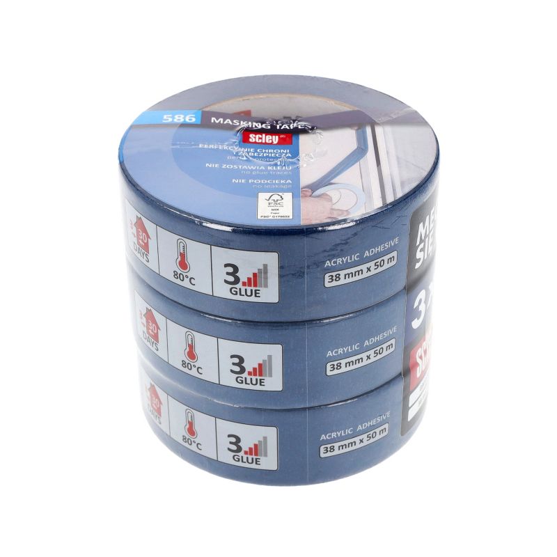 Taśma malarska Scley niebieska 38 mm x 50 m 3 szt.