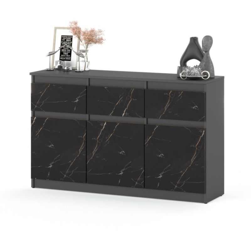 Komoda Hurtownia-Mebli Szuflady 3 Oleksa 3D3SZ 120cm Szary Mat San Sebastian 120x35x75 cm 1szt.