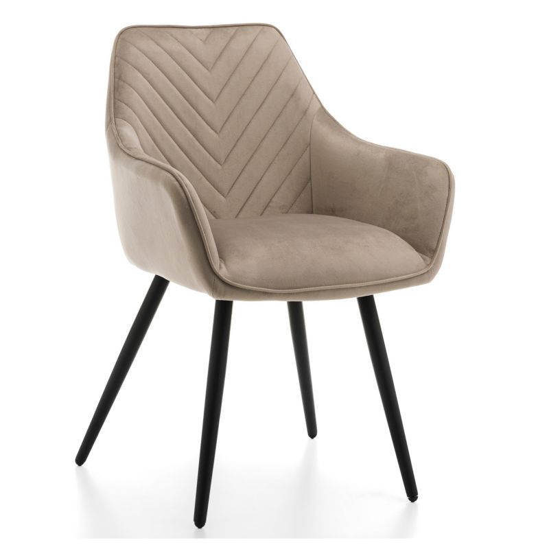 Krzesło tapicerowane New Home VASTO ciemnobeżowe pikowane welurowe z podłokietnikami 1 szt.