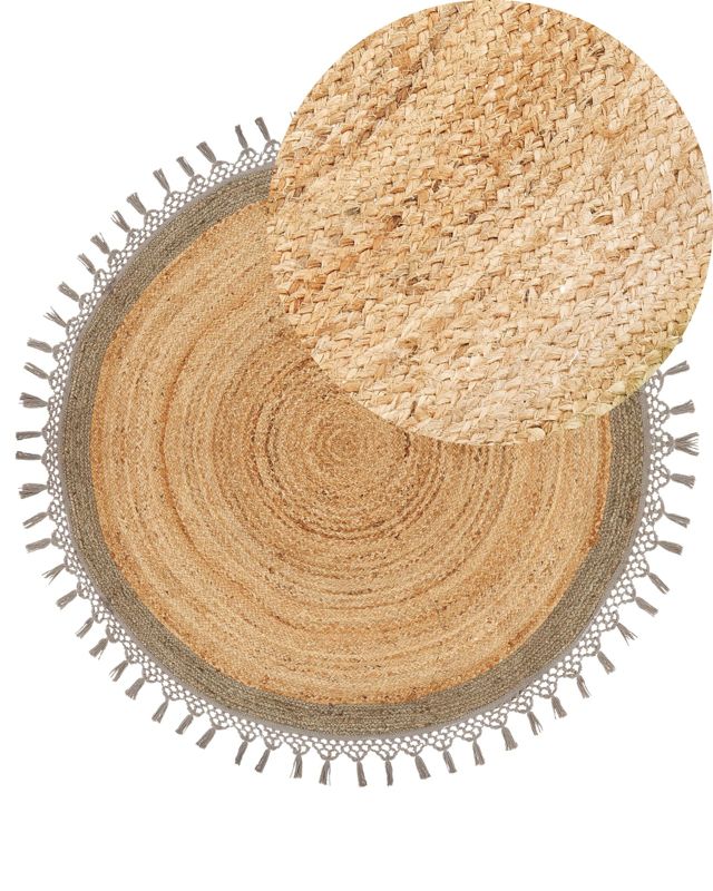 Dywan okrągły z juty 140 cm beżowy z szarym Marts 1 szt.