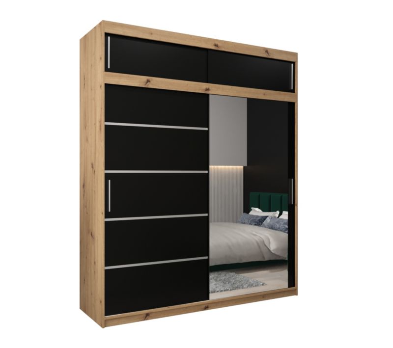 Szafa przesuwna Abiks Verona 2 200 artisan + czarny z nadstawką 1 szt.