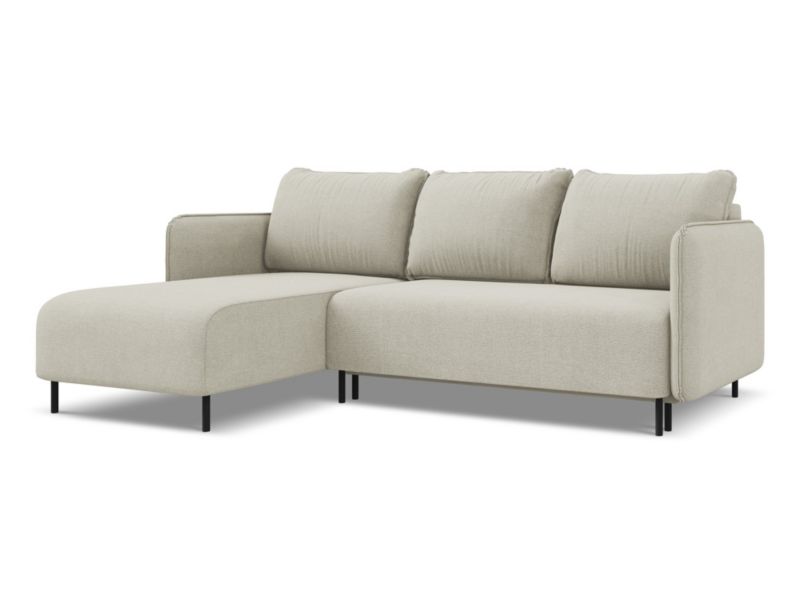 Narożnik lewostronny z funkcją spania LaMiaSofa FOGGIA z tkaniny strukturalnej 236x162 cm jasny beż 1 szt.