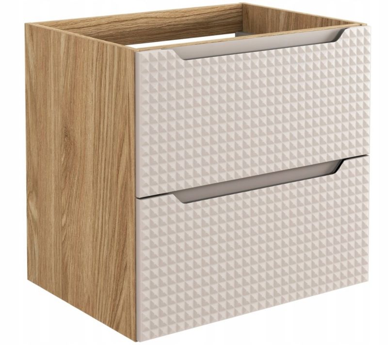 Szafka łazienkowa Furnidea 60 cm pod umywalkę beżowa dąb wisząca fronty 3D Luxor 1 szt.