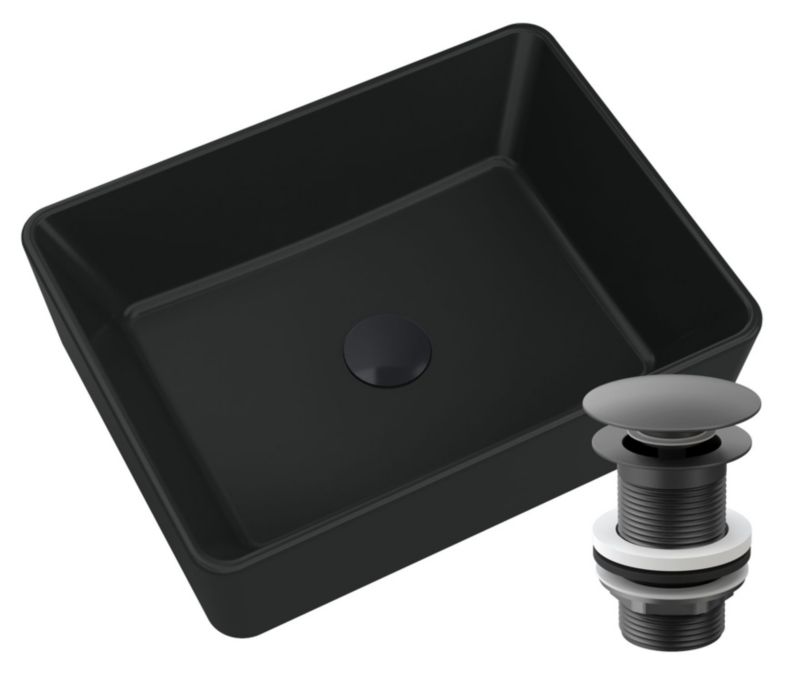Umywalka Granitowa Nablatowa Granitan Merano Czarna, Czarny Klik Klak 1szt.