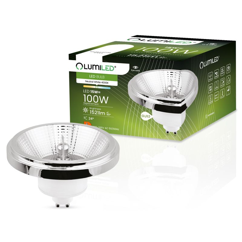 Żarówka LED Lumiled GU10 Reflektor ES111 15W 1521lm 4000K 24st Srebrna 1 szt.