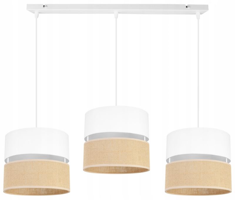 Lampa sufitowa wisząca Light Home LH Juta 3x E27 60W abażur 20cm tkanina biały 1szt.