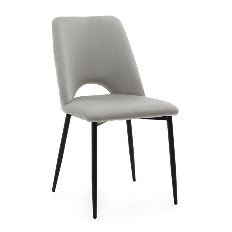 Krzesło tapicerowane New Home ORO jasnoszare welurowe 1 szt.