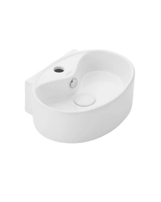 Umywalka ścienna Uptrend NEKO biały połysk, z otworem na baterię oraz przelewem 1 szt.