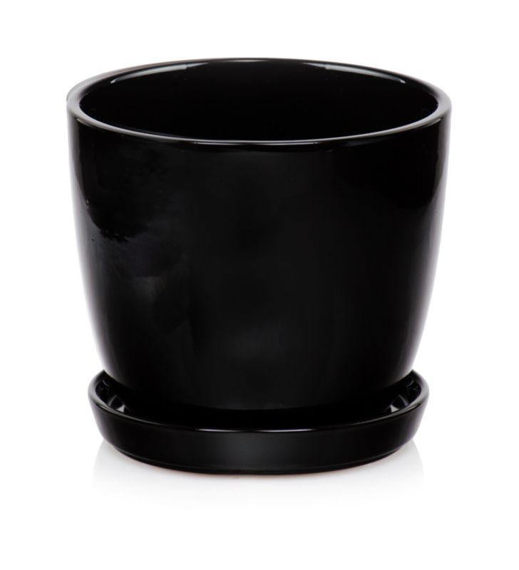 Donica z podstawką 24 cm czarna