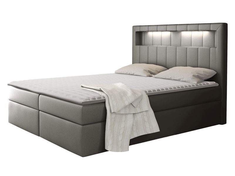 Łóżko kontynentalne MIRJAN 24 Aspen 160x200 ekoskóra mysi szary 1 szt.