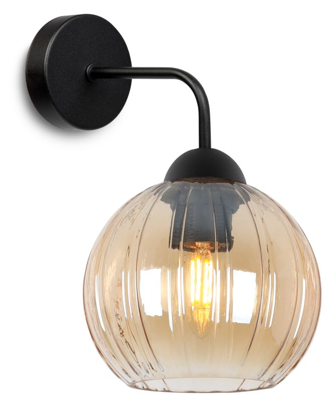 Lampa ścienna kinkiet Light Home LH Costa kula 1x E27 60W czarny/miodowy 1szt.