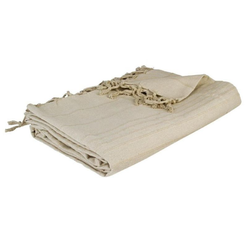 Narzuta bawełniana z frędzlami Vintage beżowa 160x220 cm na łóżko do sypialni Atmosphera 1 szt.