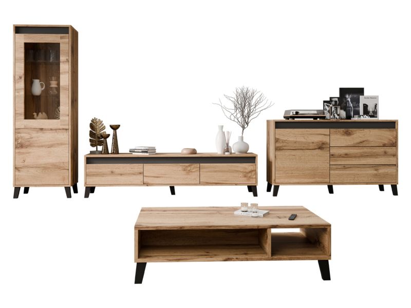 Meble do salonu MIRJAN 24 Nord I dąb wotan + antracyt 1 kpl.
