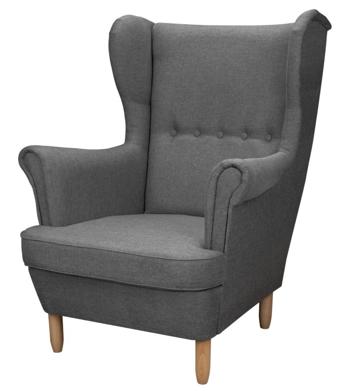 Fotel uszak skandynawski do salonu Bonni Denver Grafit 1 szt.