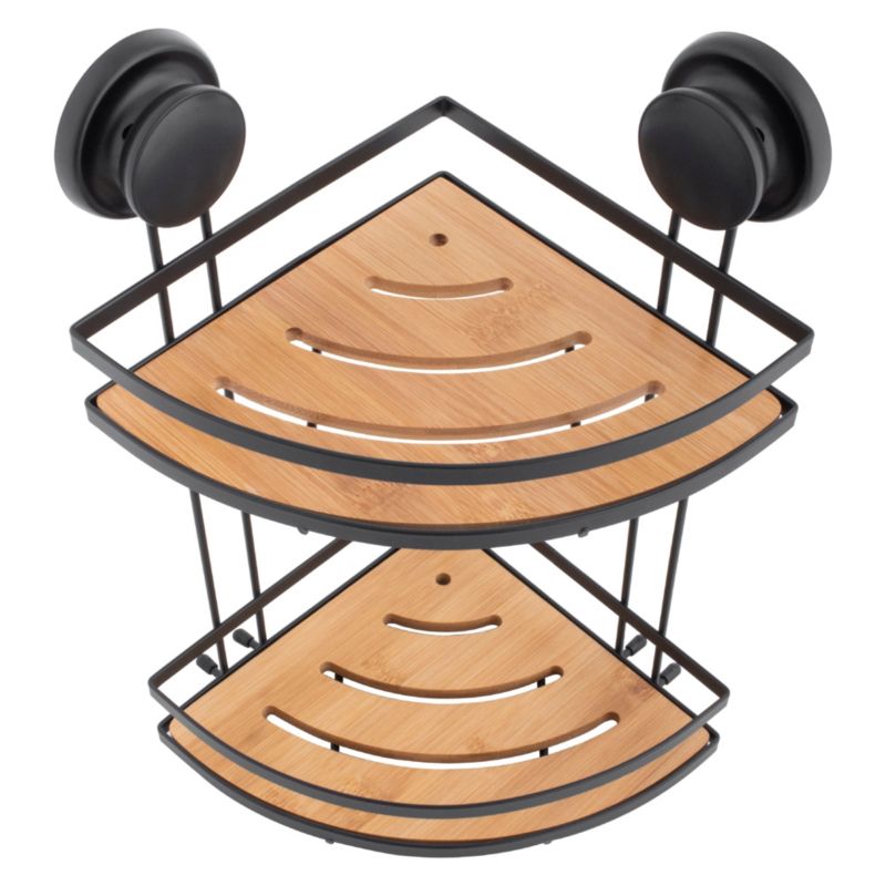 Półka łazienkowa narożna GAVI - Yoka Home na przyssawki bambus - 1 szt.