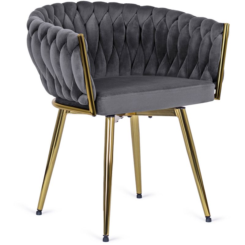 Krzesło Tapicerowane Rubi Mebel Elite Obrotowe Welurowe Szare 1 szt