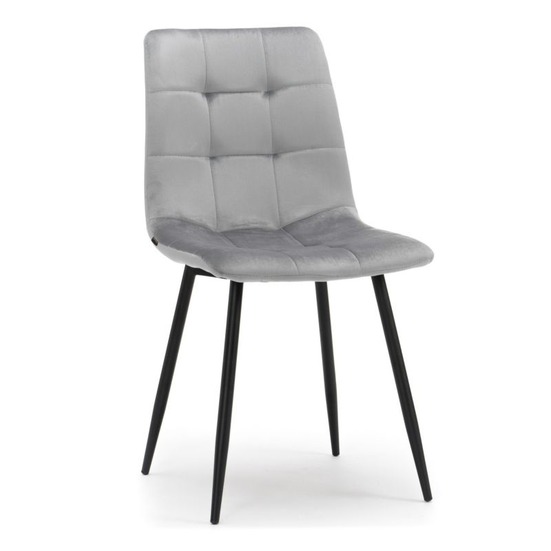 Krzesło tapicerowane New Home PARMA jasnoszare welurowe pikowane 1 szt.