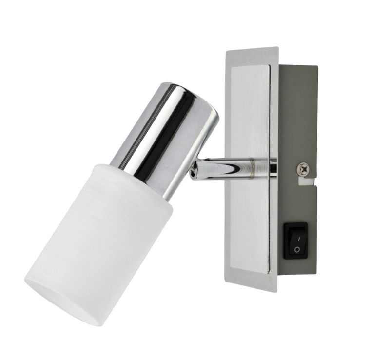 Kinkiet ścienny Rabalux Logan chromowany biały z włącznikiem 1 x E14 x 40W IP20 wym: 14 x 7 x 13 cm - 1 szt.