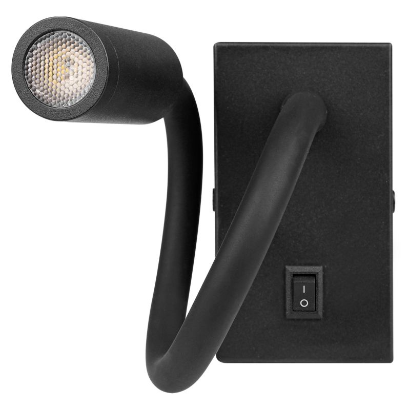 Kinkiet ścienny do czytania LED MasterLED Leo 3W IP20 4000K neutralna biel elastyczny czarny 1 szt.